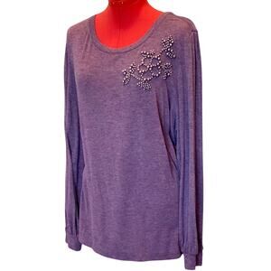 Lane Bryant Purple Beaded Embellished Long Sleeve Top Size 18/20